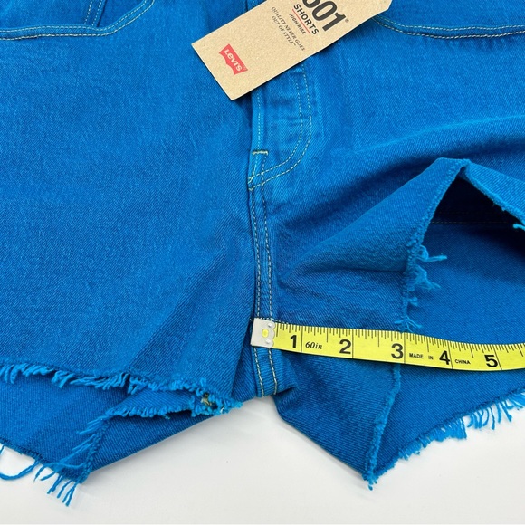 Levi's Women's 501 Vibrant Blue Denim Shorts High Rise Size 30R - Picture 4 of 10